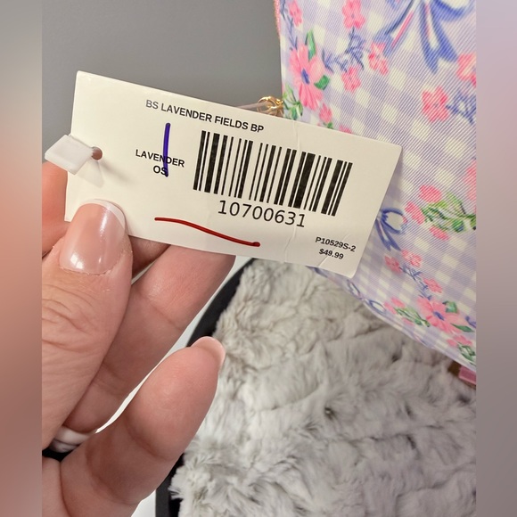 Kawaii Cottagecore Floral Gingham Bow Backpack Pink‎ Blue 15”x12”x5” NWT - Picture 10 of 10